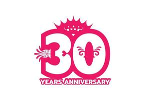 30 years anniversary logo and sticker design template vector