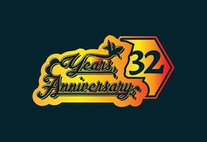 32 years anniversary logo and sticker design template vector