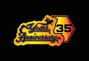 plantilla de diseño de logotipo y etiqueta de aniversario de 35 años vector