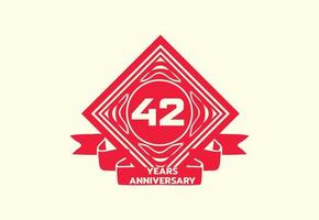 plantilla de diseño de logotipo y etiqueta de aniversario de 42 años vector