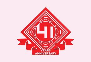 41 years anniversary logo and sticker design template vector