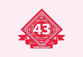 43 years anniversary logo and sticker design template vector