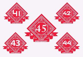 41 to 45 years anniversary logo and sticker design template vector