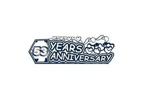 53 years anniversary logo and sticker design template vector
