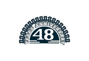 Plantilla de diseño de logotipo y etiqueta de aniversario de 48 años vector
