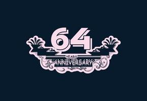 64 years anniversary logo and sticker design template vector