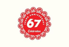 67 years anniversary logo and sticker design template vector