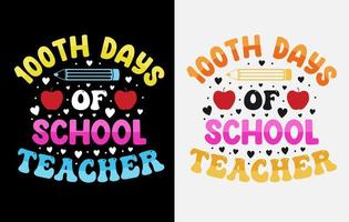 100 días de escuela, diseño de camiseta de cien días, camiseta de celebración de 100 días vector