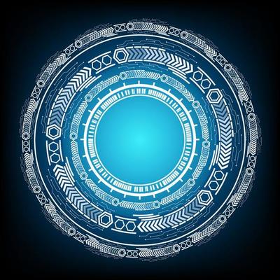 circular AI HUD Electronic circuit board  hologram vector concept for future technology element background business screen