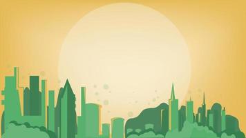 City view vector illustration. Urban landscape. Daytime cityscape in flat design style.