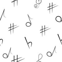 Seamless pattern of musical signs hand drawing. vector