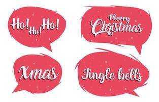 Set christmas speech bubbles on white background. with the words Merry Christmas, ho ho, jingle bell. doodle chat vector message or communication icon. Cloud speaking for comics and minimal dialog