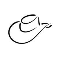 Hand drawn traditional cowboy hat icon. Linear vector icon in flat style.