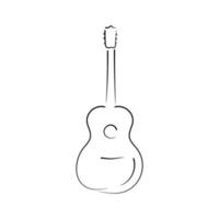 Outline hand drawing of classical guitar in doodle style vector