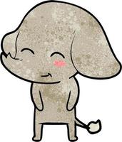 Retro grunge texture cartoon cute elephant vector