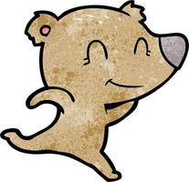 oso de dibujos animados de textura grunge retro corriendo vector