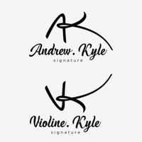 Letter AK VK Monogram Style Handwriting Signature Identity Elegant Business Logo Design Vector