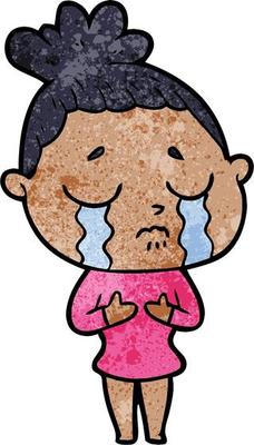 retro grunge texture cartoon girl crying