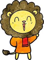 retro grunge texture cartoon lion laughing vector