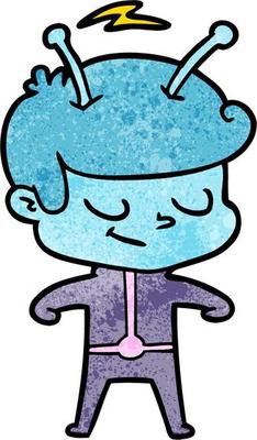 Retro grunge texture cartoon friendly alien man