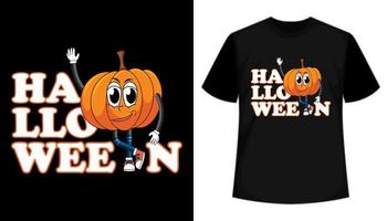 feliz diseño de camiseta de halloween con calabaza vectorial vector