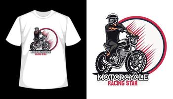 plantilla de diseño de camiseta de vector de motociclista estrella de carreras de motos