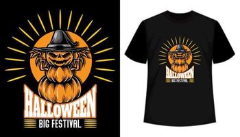 feliz halloween gran festival noche de miedo diseño de camiseta de moda vector