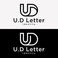 Letter UD Monogram Alphabet Modern Style Business Identity Symbol Logo Design Vector