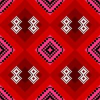 red seamless geometric ethnic pattern background vector