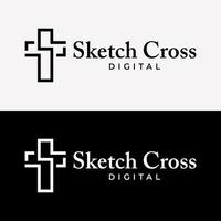 Set Letter S Monogram Style Cross Shape Symbol Church Logo Design Vector