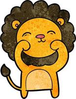 Retro grunge texture cartoon cute lion vector