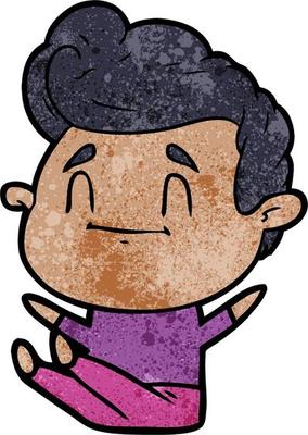 Retro grunge texture cartoon happy man