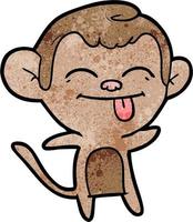 Retro grunge texture cartoon monkey tongue out vector