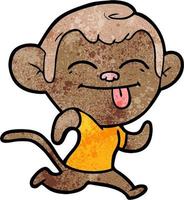 retro grunge texture cartoon monkey tongue out vector