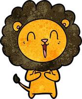 Retro grunge texture cartoon lion laughing vector