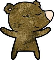 retro grunge texture cartoon happy bear vector
