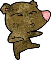 Retro grunge texture cartoon bear whistling vector