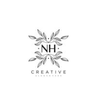 NH Initial Letter Flower Logo Template Vector premium vector art