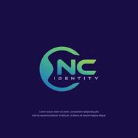NC Initial letter circular line logo template vector with gradient color blend