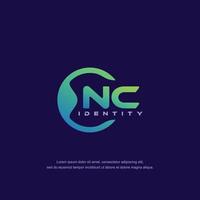 vector de plantilla de logotipo de línea circular de letra inicial nc con mezcla de color degradado