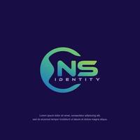 NS Initial letter circular line logo template vector with gradient color blend