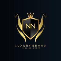 NN Letter Initial with Royal Template.elegant with crown logo vector, Creative Lettering Logo Vector Illustration.