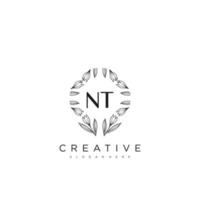 NT Initial Letter Flower Logo Template Vector premium vector art