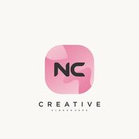 NC Initial Letter logo icon design template elements with wave colorful art vector