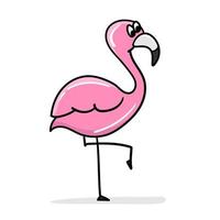 Cartoon flamingo. Cute pink flamingo. Cartoon sticker, thick outline. Icon for design vector