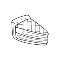 Coloring book for children. Outline on a white background. Cut-out pie. Simple icon vector