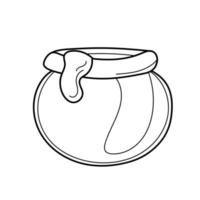 Hand drawn outline honey pot, vector for coloring page in cartoon style on white