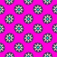 White flower, seamless pattern on hot pink background. vector