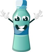 Bottle is holding feeling happy, illustration, vector on white background.