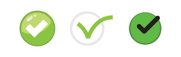 Check mark. Set of Green tick approval icons. vector